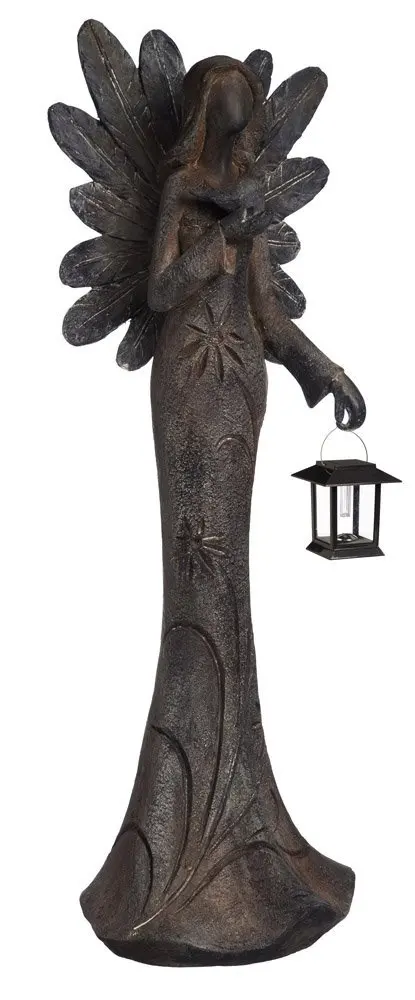 garden fairy statue with lantern