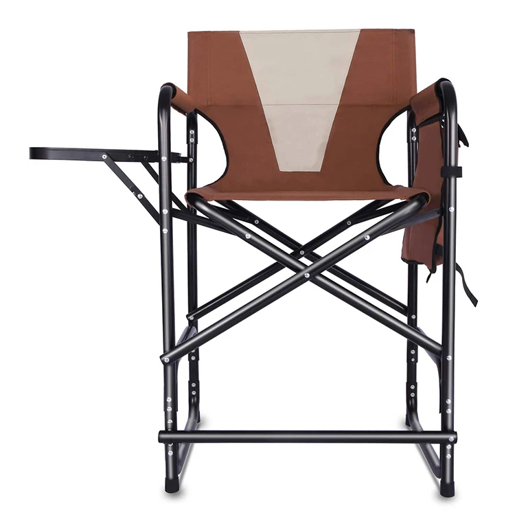 Heavy Duty Steel Lightweight Camping Folding Director Chair With Side