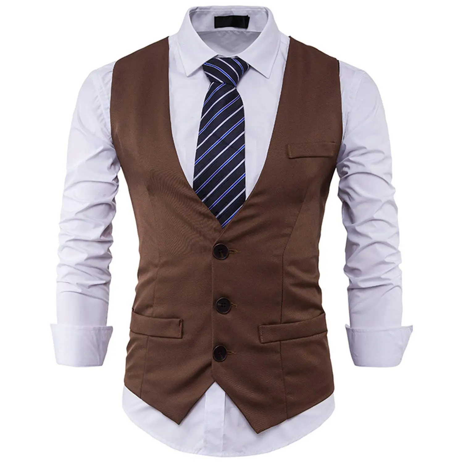 Jwhui Mens Suit Vest Sleeveless Male Waistcoat Slim Fit Vest Waistcoat Wedding Social Blazer