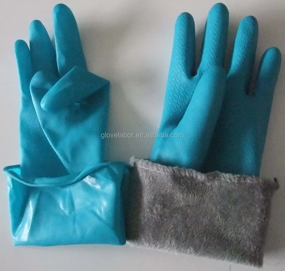 Rubber Gloves With Cotton Lining Inside 