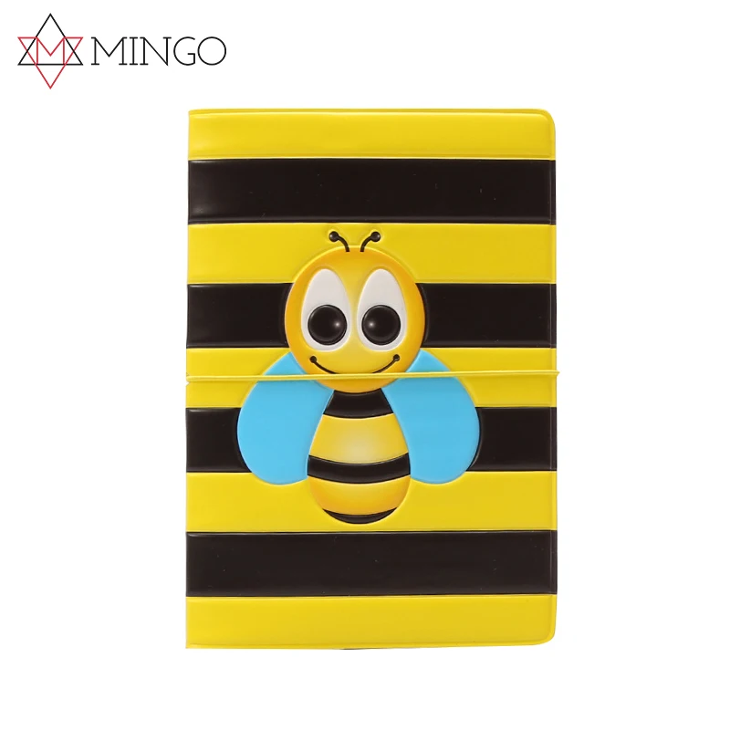 Honey Bee Pollinate Yellow Flower Blocking Print Passport Holder Cover Case Travel Luggage Passport Wallet Card Holder Made With Leather For Men Women Kids Family