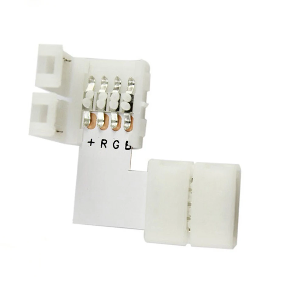 4 pin LED Connector L Shape For connecting corner right angle 10mm 5050 LED Strip Light RGB Color