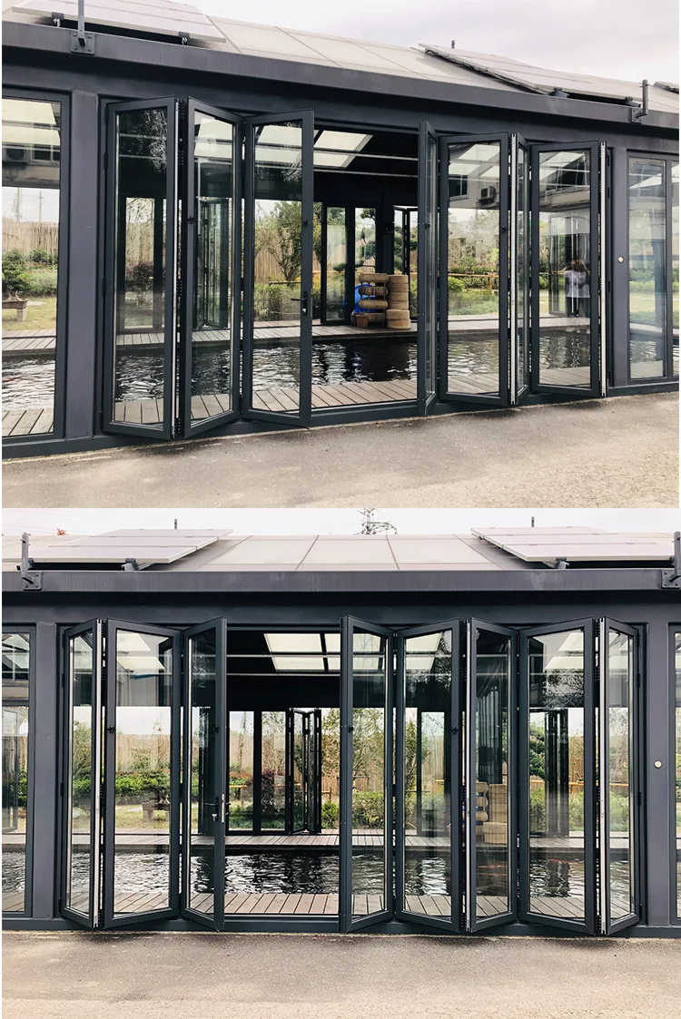 铝格栅玻璃设计隔断折叠门为酒店