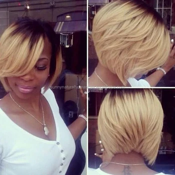 Virgin Brazilian Hair Full Lace Wigs Ombre Blonde Bob Human Hair