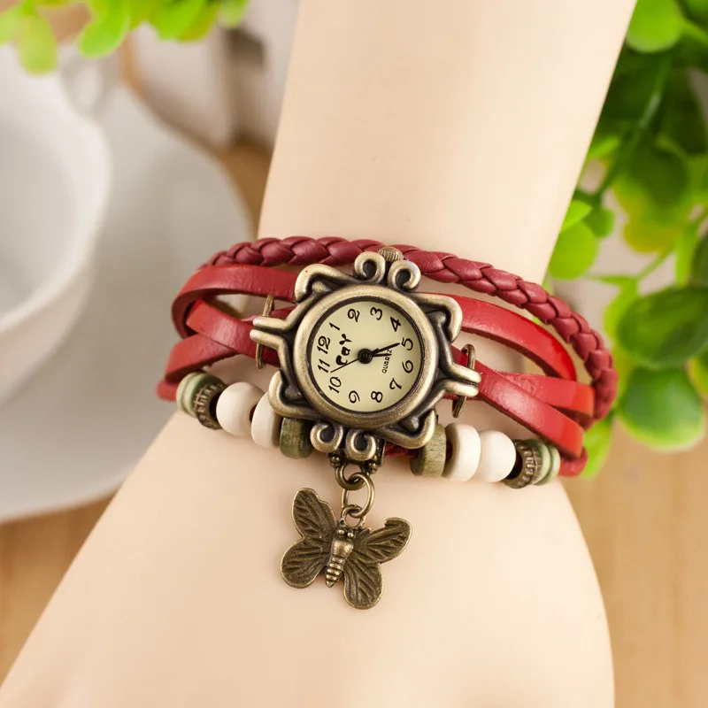 Fashion Lady Retro Style Leather Wrist Bracelet Watches - Buy Delicate ...