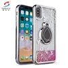2018 Electroplated Car Magnetic Printing Liquid Quicksand Phone Cover Shell for iPhone X 10 ten Phone Cases with Ring holder