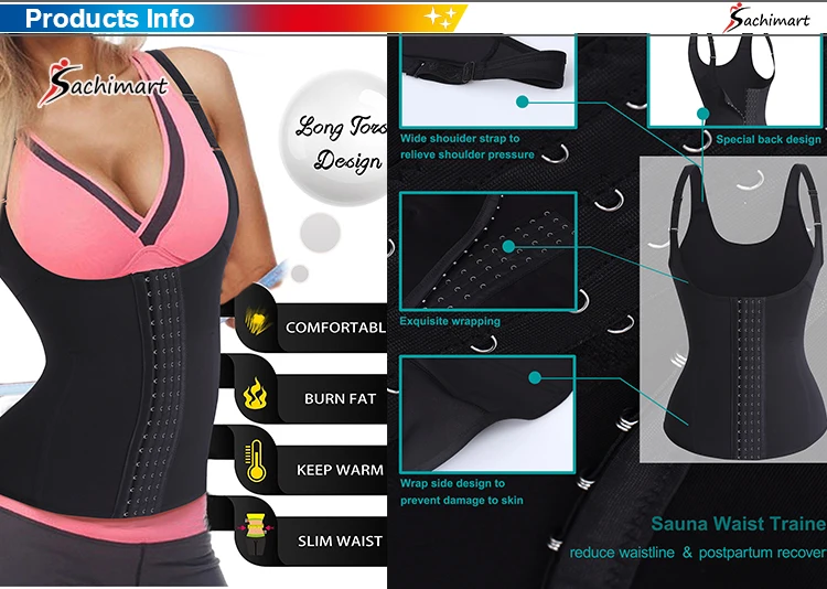 Waist Trainer Corset Vest for Weight Loss Sport Body Shaper Workout Underbust Cincher Steel Boned Tummy Tank