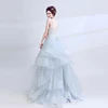 Light Blue Backless Halter Ball Gown Wedding Dress Sew On Crystal Beads
