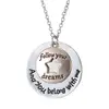 Statement Pendant Follow your dream Engraved Letter Gold Star Charm Pendant, Silver You belong with me Round Charm Necklace