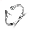 Adjustable Open Cuff Zircon Mermaid Tail Ring Silver 925 Rings