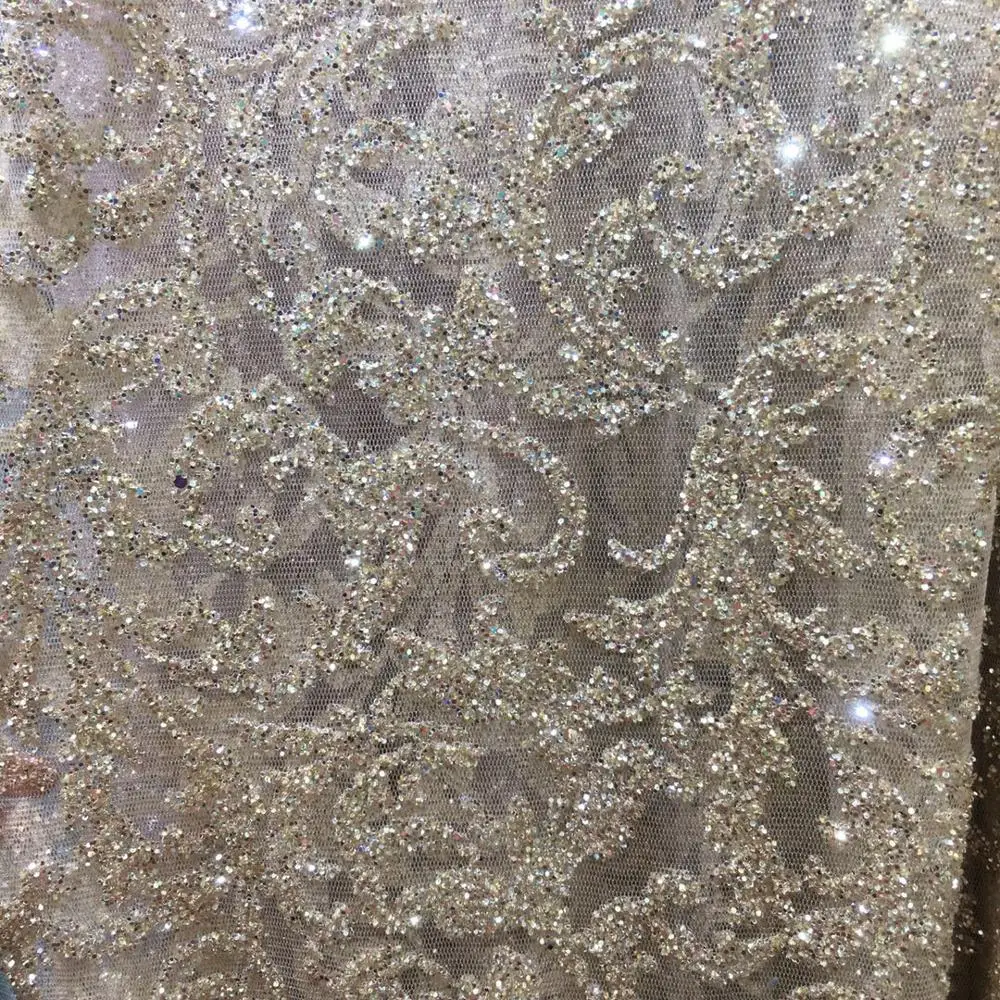 Glitter Sparkle Lace Fabric With Sequins For Bridal Dress Or Evening