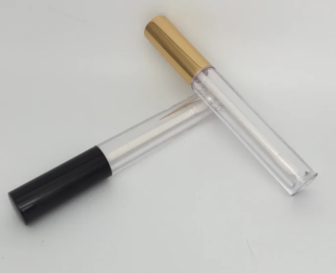 Makeup 5g Empty Lip Gloss Tube With Brush / Gold Lip Gloss Tube Packing