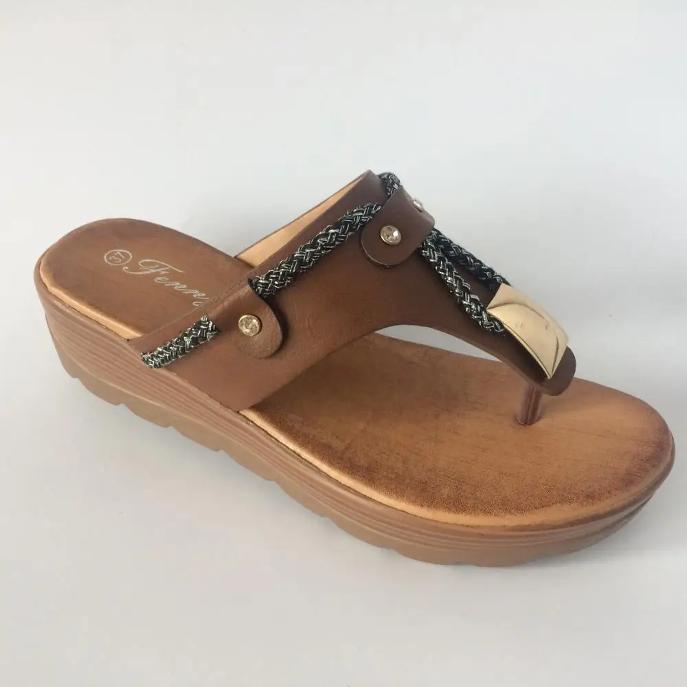 Women's Sandals With High Wedge Flipflop Wood Sandals Summer Soft ...