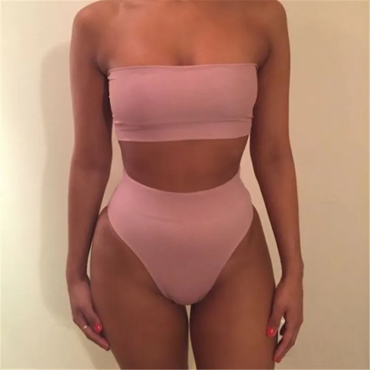 high waisted bikini tube top