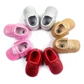 New Matte Bling 28 Color Tassel Leather Baby Shoes Moccasins Baby Toddler Shoes Unisex Newborn Baby