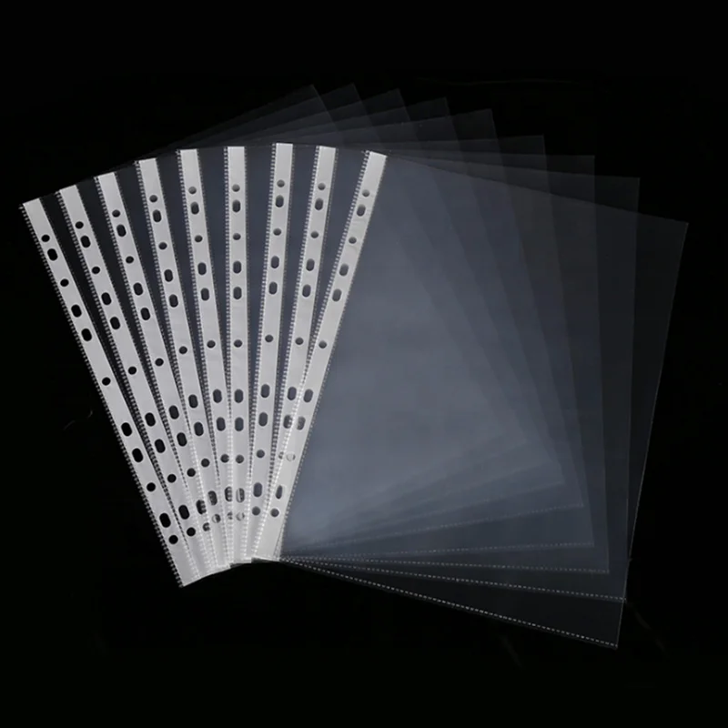 100 A4 GLASS CLEAR MULTI PUNCHED POLY POCKETS STRONG HEAVY DUTY 50 MICRON