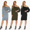 Casual generous dress sexy long sleeves leaking shoulders long sweater group