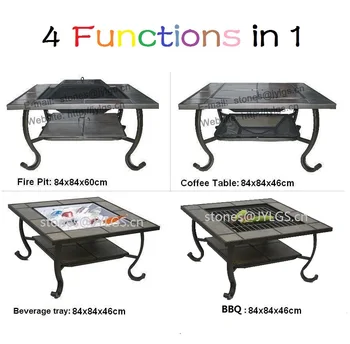 4 Functions In 1 Square Outdoor Garden Tile Top Bbq Fire Pit Buy