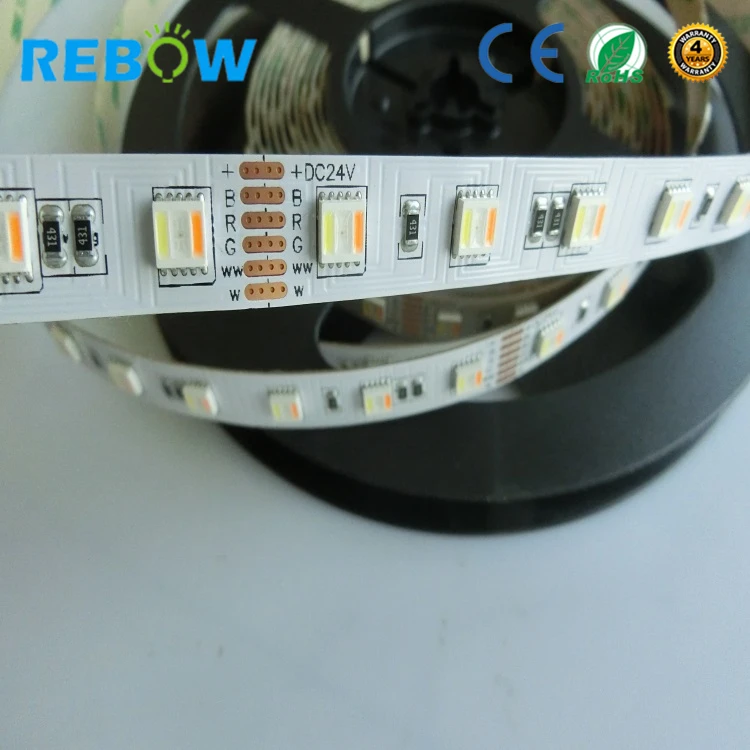 Super bright SMD5050 24v led rgbw+ww/rgb+cct waterpoof led strip 10m/roll slim