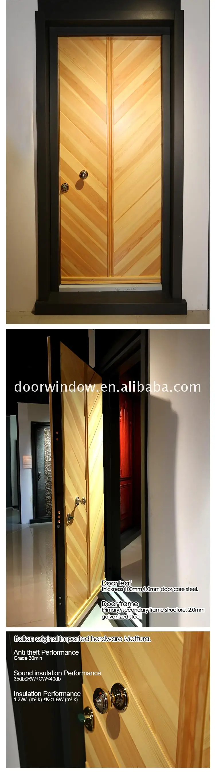 China factory supplied top quality 6 panel wood doors light entry door 4 solid