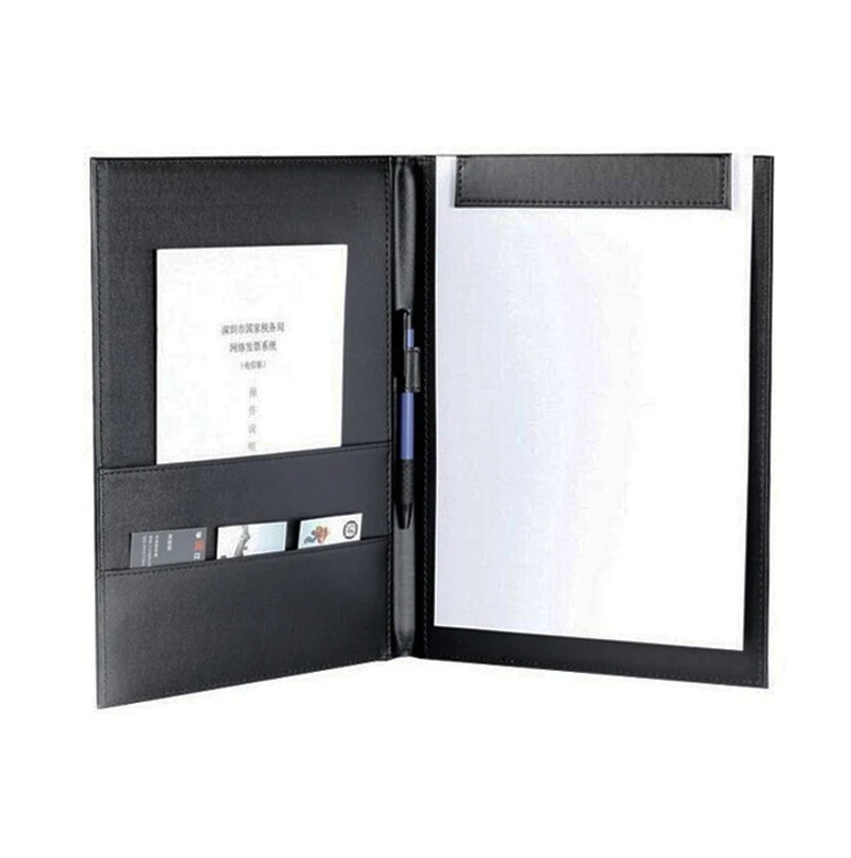 Top Quality Cool Black A4 Pu Leather File Folder Writing Memo Notepad ...