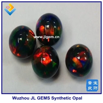 Lab Created Round Beads Black Synthetic Opal Stones Manufacturers