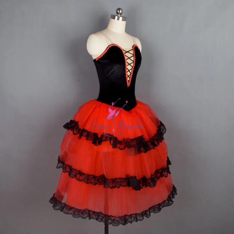 Tiered Romantic Tutu Red Spanish Dress For Adult Girls Ballet Dancing ...