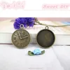 Fit in 25mm Antique Bronze Plated Round Cameo Setting Clock Pendants