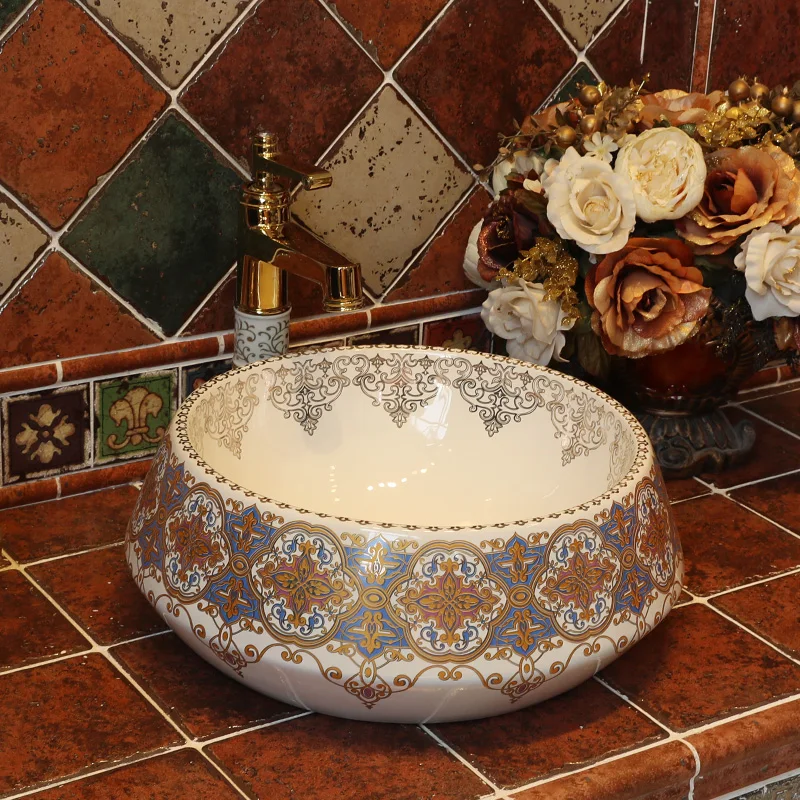 Ceramic Bathroom Top Basin Vessel Basin Porcelain Wash Basin Round