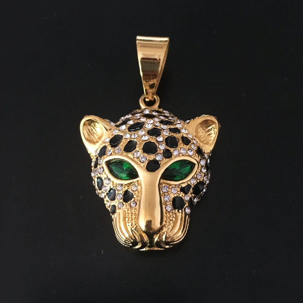 Wholesale Leopard Stainless Steel Hip Hop Jewelry Gold Plated Animal 3d ...