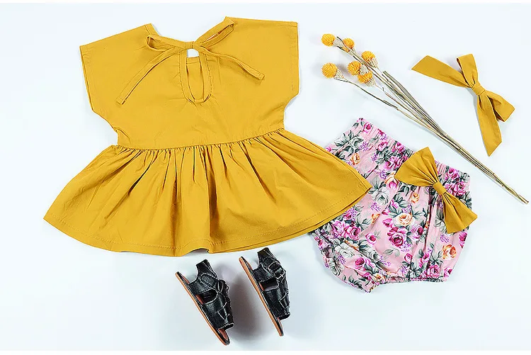 D0011 Newborn Baby Dress Clothes Yellow Bow Baby Clothes Buy Baby