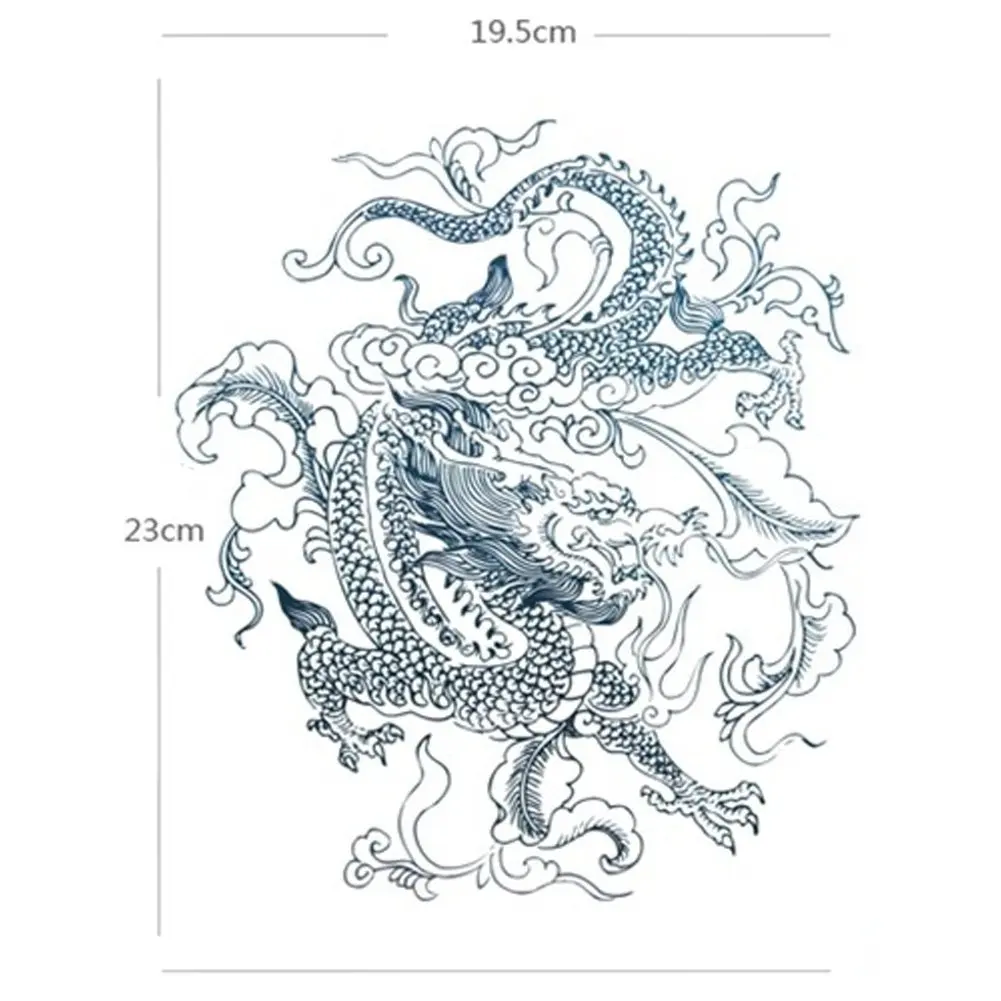 Cool Dragon Tattoos Body Makeup Temporary Tattoo Stickers Fake Tattoos for Man