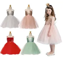 2016 New Baby Girls font b Dress b font Flower Kids Baby Princess Sequin Gown font