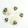 Necklace Jewelry Rhinestone Micro Pave Natural Turquoise Heart Shape Shell Pendant