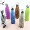 Wholesaler bpa free mental thermos vacuum flask keeps drink hot and cold copper water bottle,cola shape wood design sport bottle