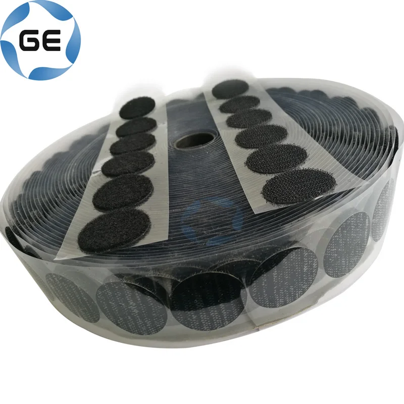 Self Adhesive Nylon Hook And Loop Dots With Antisticking Paper Customized Round Sticky Hook