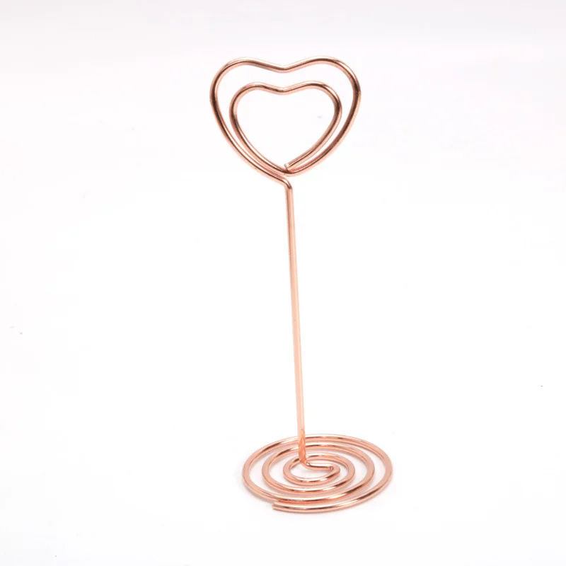 Heart Shaped Wire Holder Memo Photo Clip Holder With Spiral Wire Base
