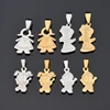 Deep engrave silver/gold tone stainless steel latest little girl shaped pendant