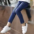 2016 autumn Korean new children s clothing girls tide personality Slim elastic waist jeans cartoon embroidery