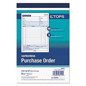 Purchase Order Book, 5-9/16 X 7 15/16, Three-Part Carbonless, 50 Sets/Book