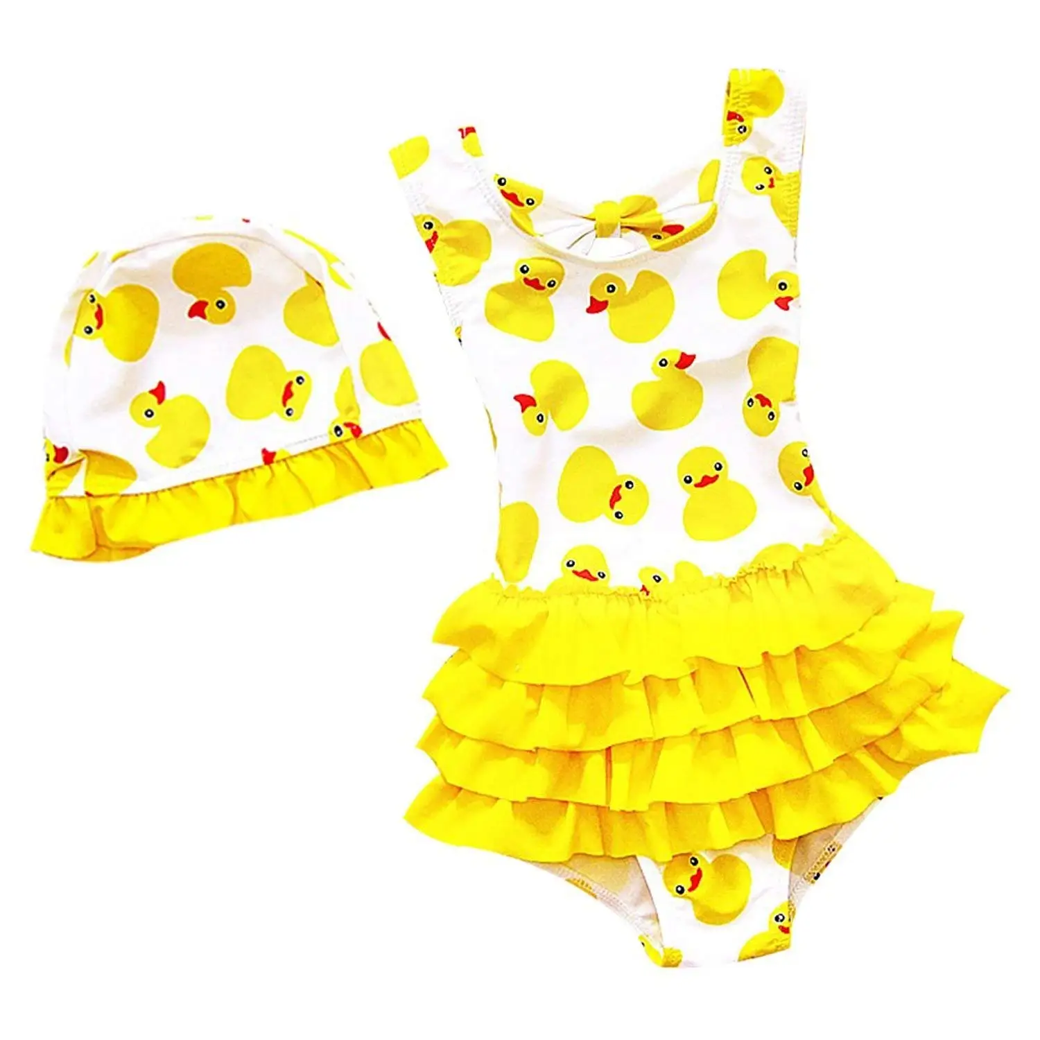 LOSORN ZPY Toddler Boys Two Piece Swimsuit Kids Short Sleeves Bathing Suit with Swim Cap
