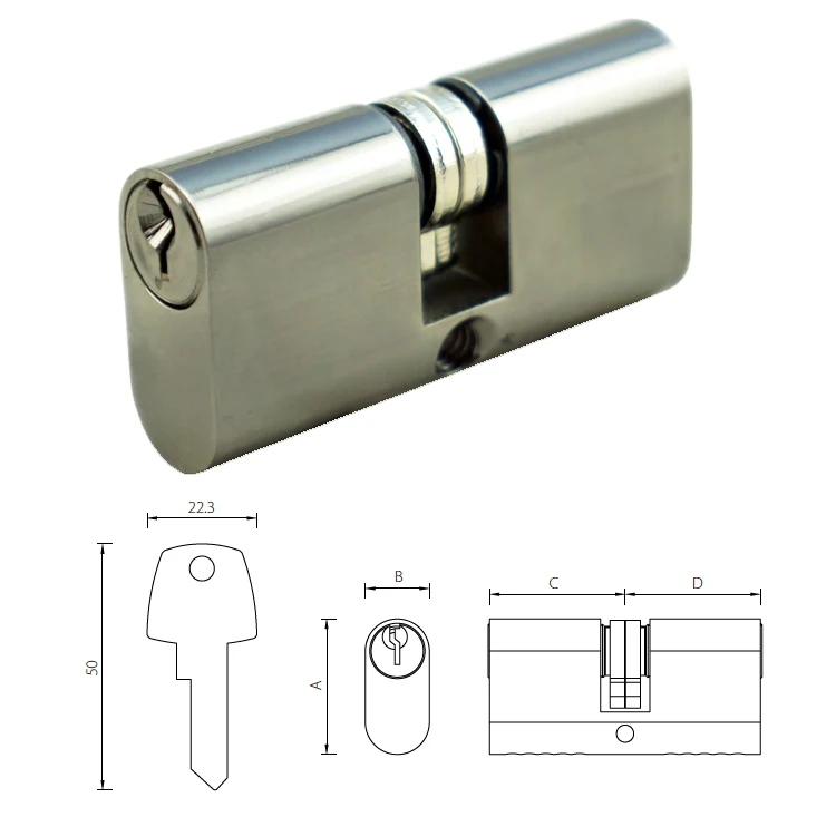 Zamak Zinc Alloy Oval Double Euro Profile Cylinder Lock