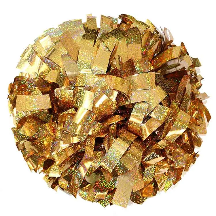 8 Inch Solid Metallic Holographic Gold Cheerleader Pom Poms With Baton Handle Buy Holographic Pom Poms Cheerleader Pom Poms Baton Handle Pom Poms Product On Alibaba Com