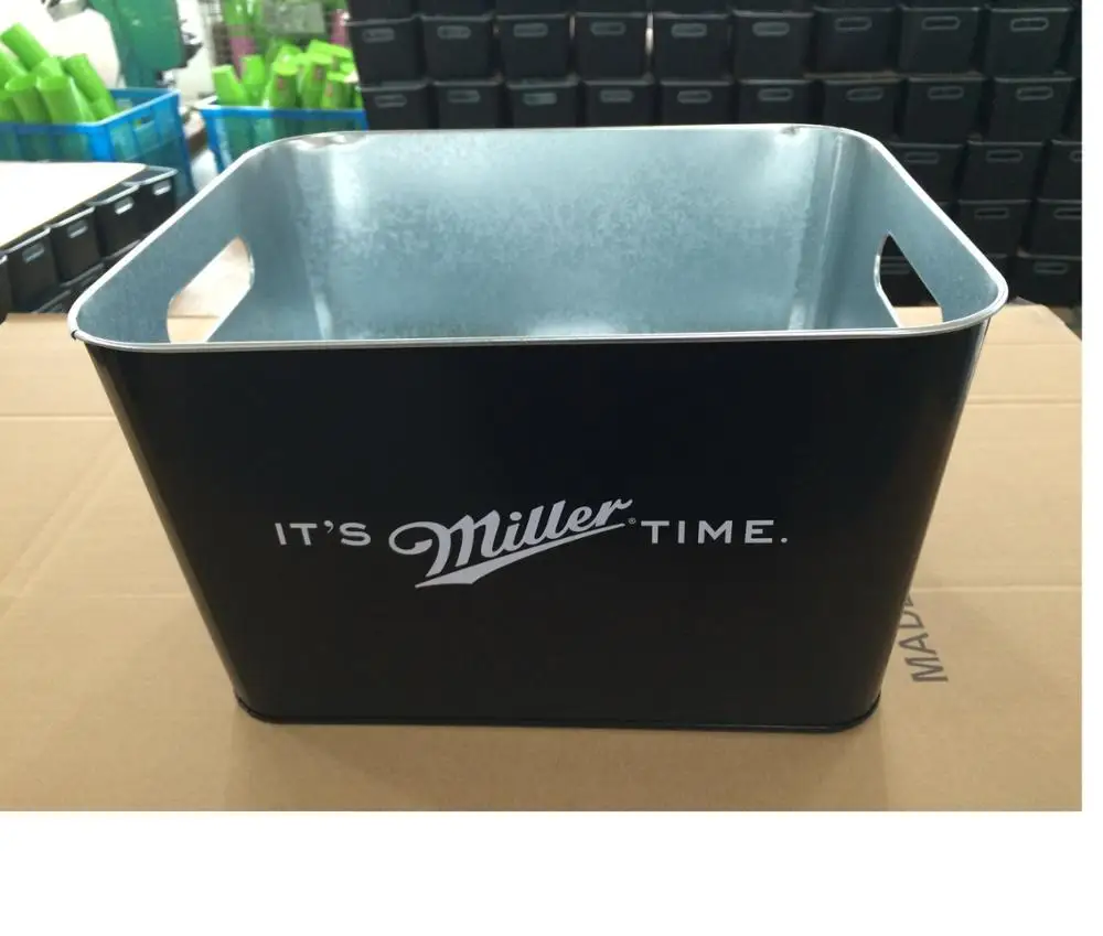 Square Shaped Tin Ice Bucket,Galvanized Iron Beer Ice Bucket,Ice Bucket