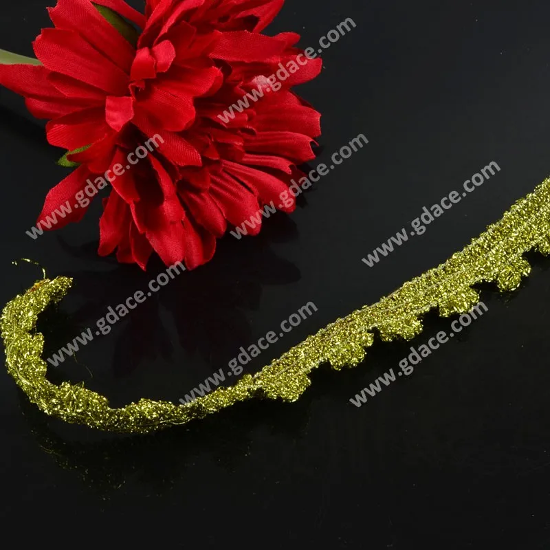 Gold Lace Sequin trims bridal lace trimming for Dress China