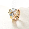 BAOYAN Tri Color Love Heart Clover Stainless Steel Wedding Ring For Women