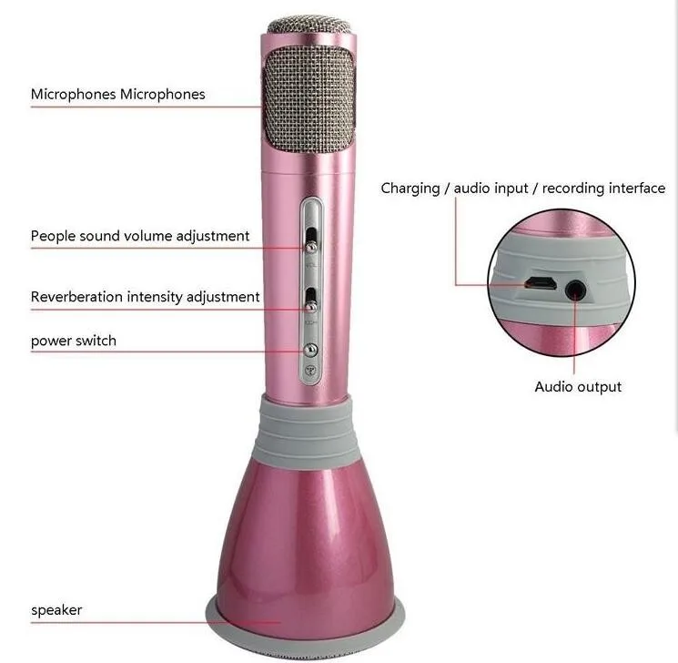 K068 Bluetooth Handheld Microphone With Mic Speaker Condenser Mini