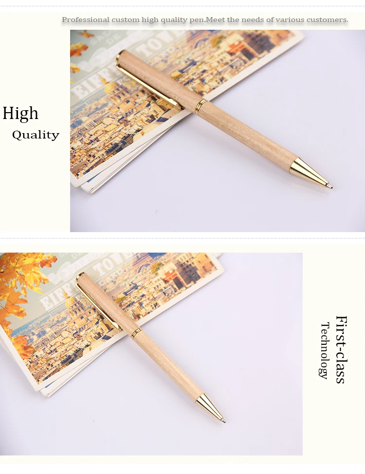 Luxury Silm Bamboo Wooden Ballpoint Pen Custom Engraved Logo Eco Friendly Business Gift Pen