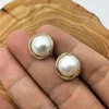 14k gold filled metal wire coil natural fresh water pearls earring wired hand made unique round shape pearl ear stud