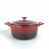 Red Enameled Cast Iron Cocotte with silcer Knob 5 Quart